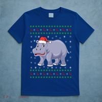 Ugly Xmas Hippo Graphic Funny Ugly Sweater Christmas Cute Gift T-Shirt thumb 5