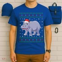 Ugly Xmas Hippo Graphic Funny Ugly Sweater Christmas Cute Gift T-Shirt thumb 6