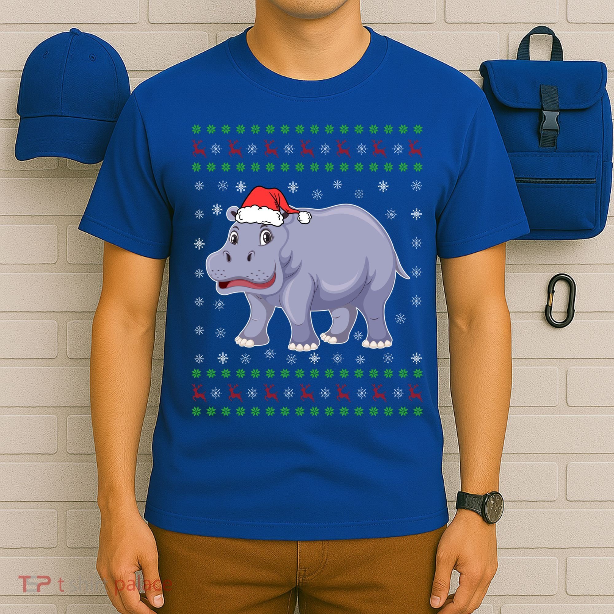 Ugly Xmas Hippo Graphic Funny Ugly Sweater Christmas Cute Gift T-Shirt