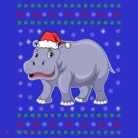 Ugly Xmas Hippo Graphic Funny Ugly Sweater Christmas Cute Gift T-Shirt thumb 7