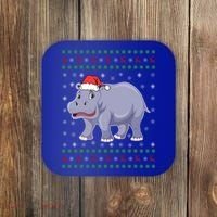 Ugly Xmas Hippo Graphic Funny Ugly Sweater Christmas Cute Gift Coaster thumb 0