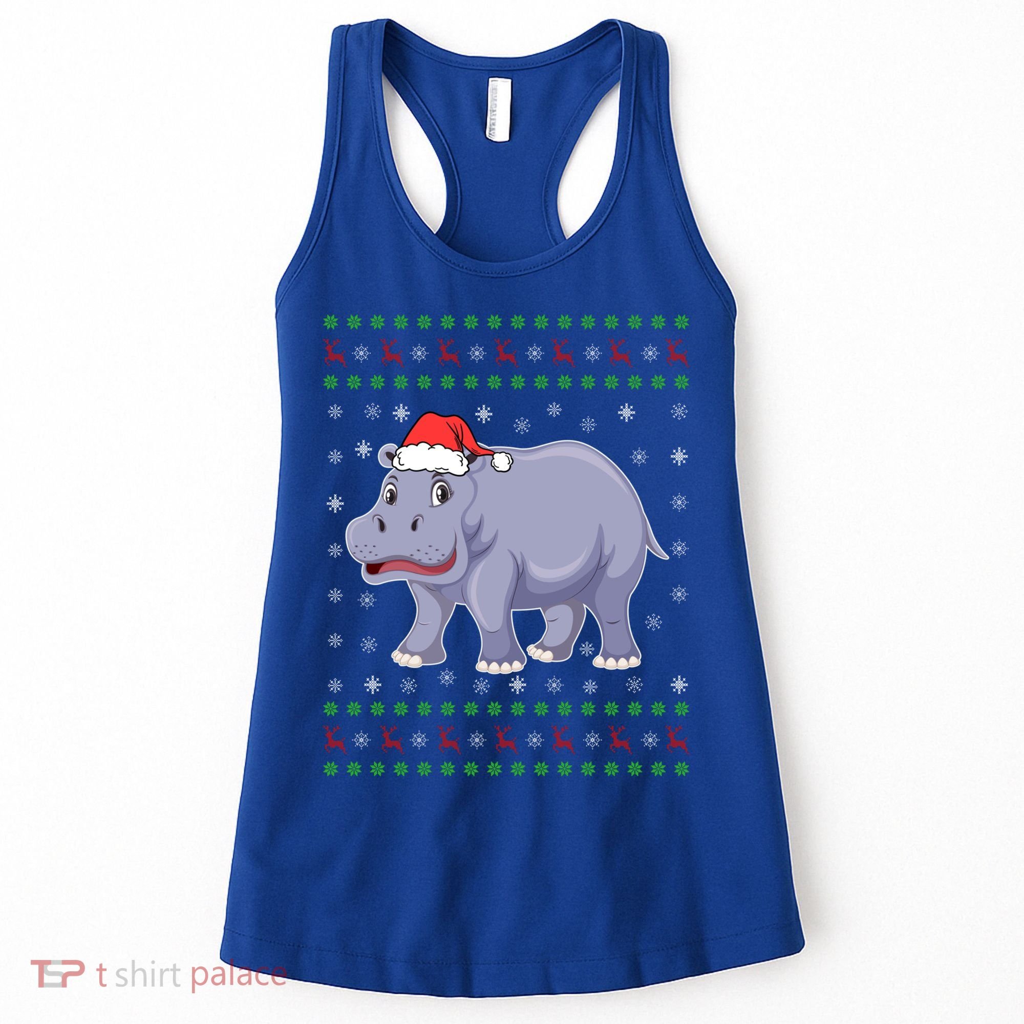 Ugly Xmas Hippo Graphic Funny Ugly Sweater Christmas Cute Gift Women's Tank Top