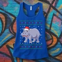 Ugly Xmas Hippo Graphic Funny Ugly Sweater Christmas Cute Gift Women's Tank Top thumb 3