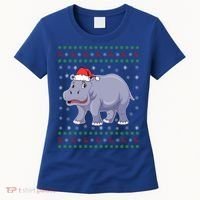 Ugly Xmas Hippo Graphic Funny Ugly Sweater Christmas Cute Gift Women's T-Shirt thumb 0