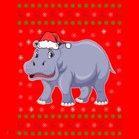 Ugly Xmas Hippo Graphic Funny Ugly Sweater Christmas Cute Gift Santa Hat thumb 1
