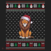 Ugly Xmas Lion Lovers Lion Wearing Santa Hat Women's Sweatshirt thumb 2