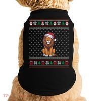 Ugly Xmas Lion Lovers Lion Wearing Santa Hat Doggie Tank thumb 0