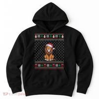 Ugly Xmas Lion Lovers Lion Wearing Santa Hat Hoodie thumb 0