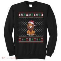 Ugly Xmas Lion Lovers Lion Wearing Santa Hat Sweatshirt thumb 0