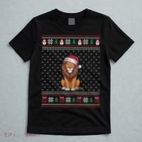 Ugly Xmas Lion Lovers Lion Wearing Santa Hat T-Shirt thumb 5