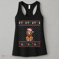 Ugly Xmas Lion Lovers Lion Wearing Santa Hat Women's Tank Top thumb 3