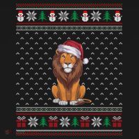 Ugly Xmas Lion Lovers Lion Wearing Santa Hat Visor thumb 3