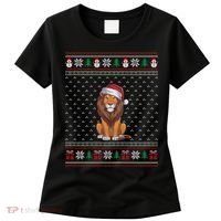 Ugly Xmas Lion Lovers Lion Wearing Santa Hat Women's T-Shirt thumb 0