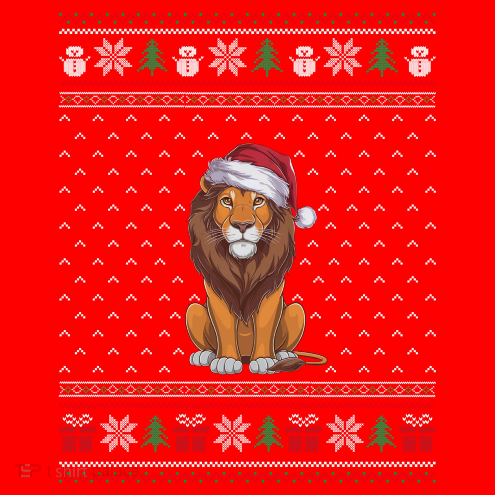 Ugly Xmas Lion Lovers Lion Wearing Santa Hat Santa Hat