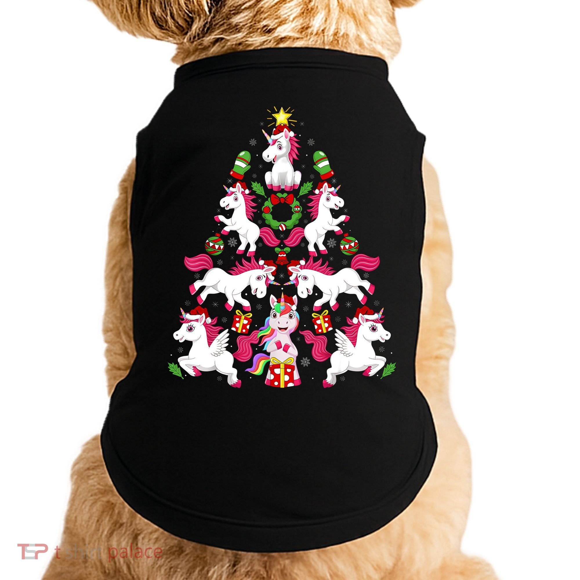 Unicorn Xmas Lighting Tree Unicorn Christmas Doggie Tank