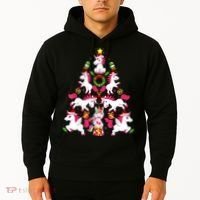 Unicorn Xmas Lighting Tree Unicorn Christmas Hoodie thumb 2