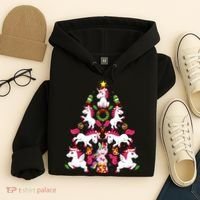 Unicorn Xmas Lighting Tree Unicorn Christmas Hoodie thumb 4