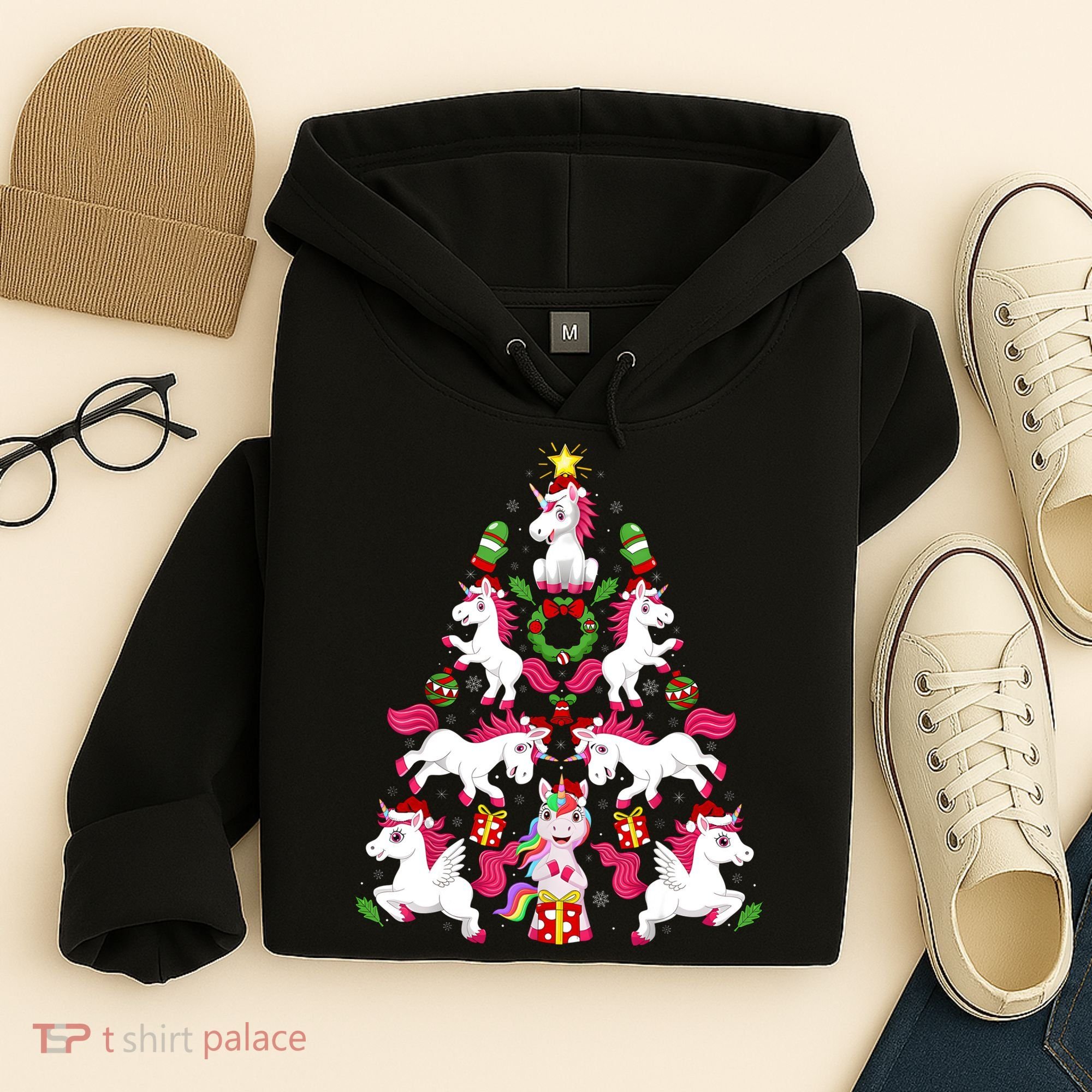 Unicorn Xmas Lighting Tree Unicorn Christmas Hoodie