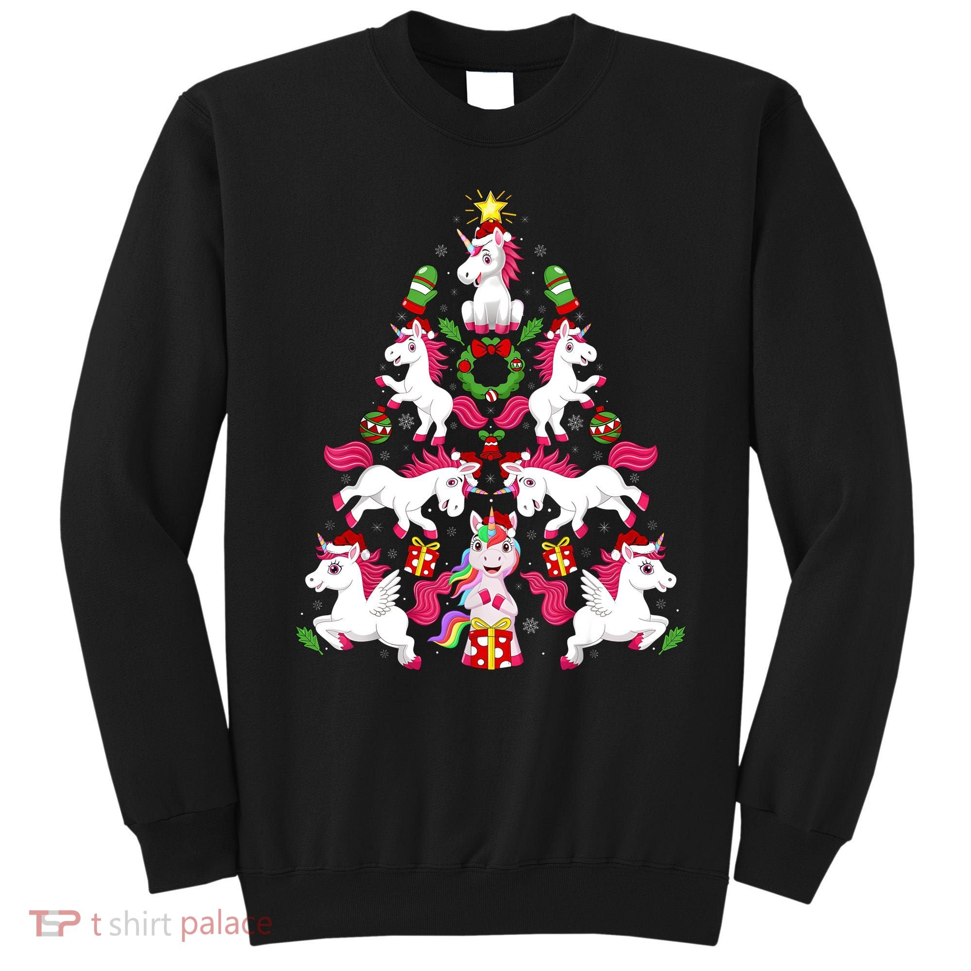 Unicorn Xmas Lighting Tree Unicorn Christmas Sweatshirt