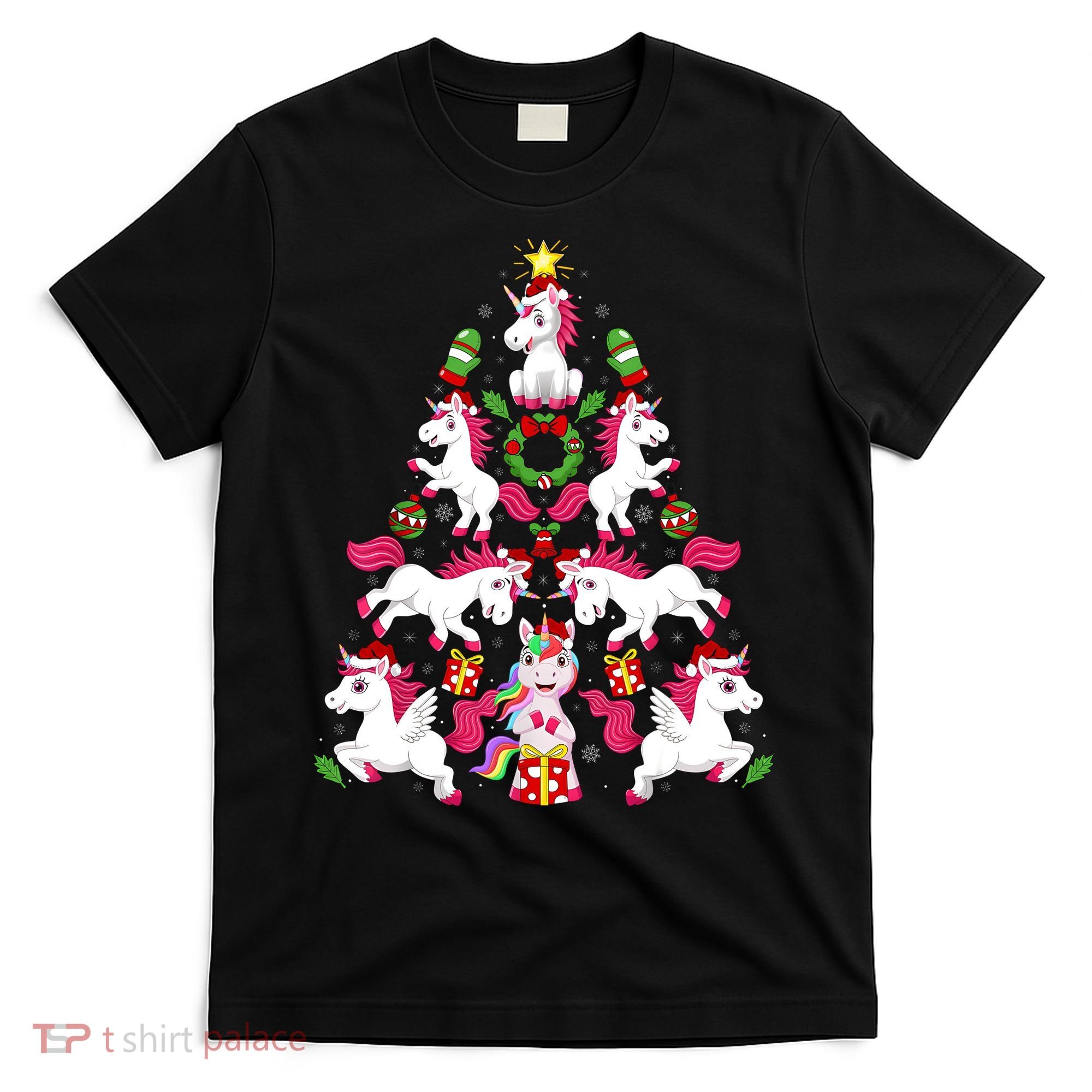 Unicorn Xmas Lighting Tree Unicorn Christmas T-Shirt