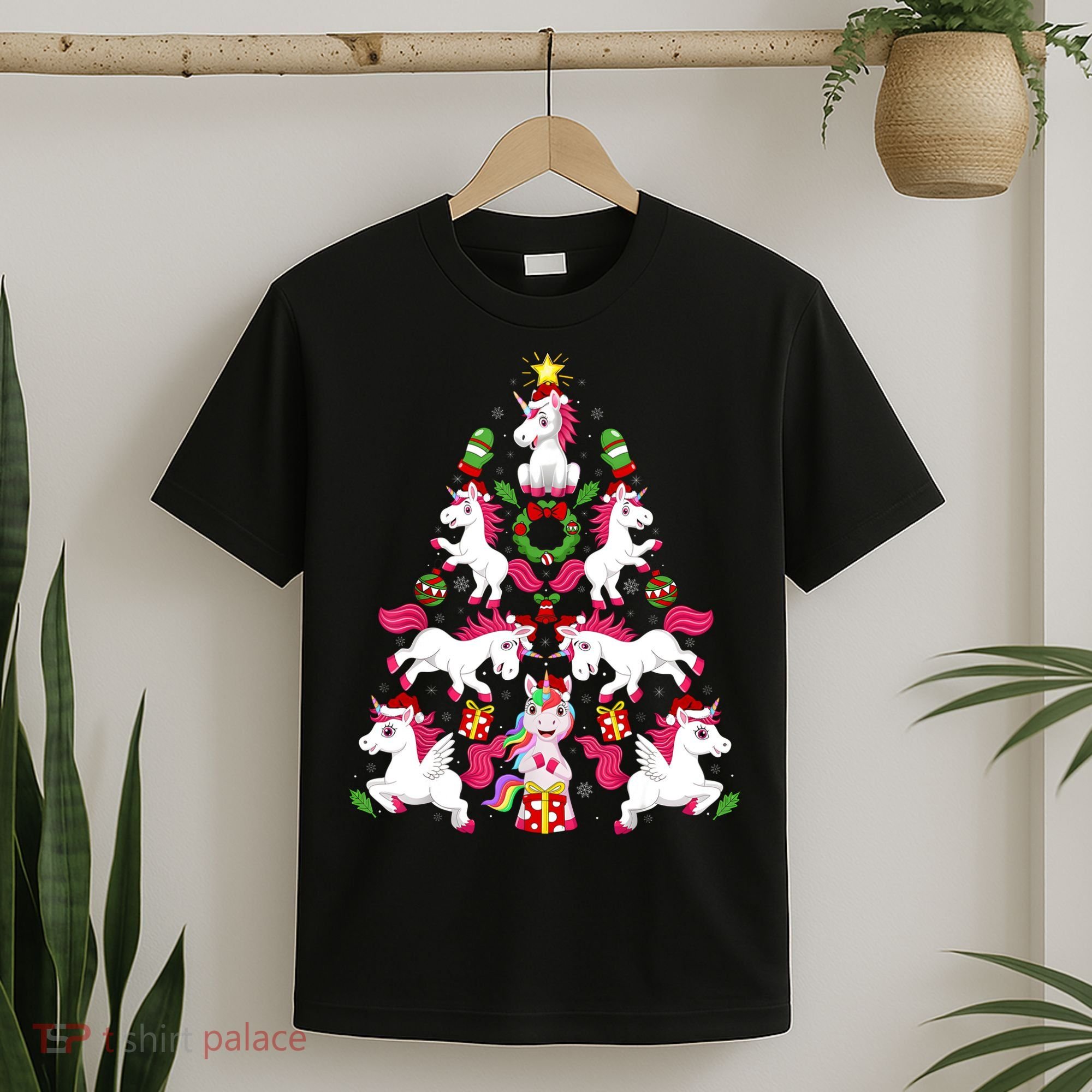 Unicorn Xmas Lighting Tree Unicorn Christmas T-Shirt