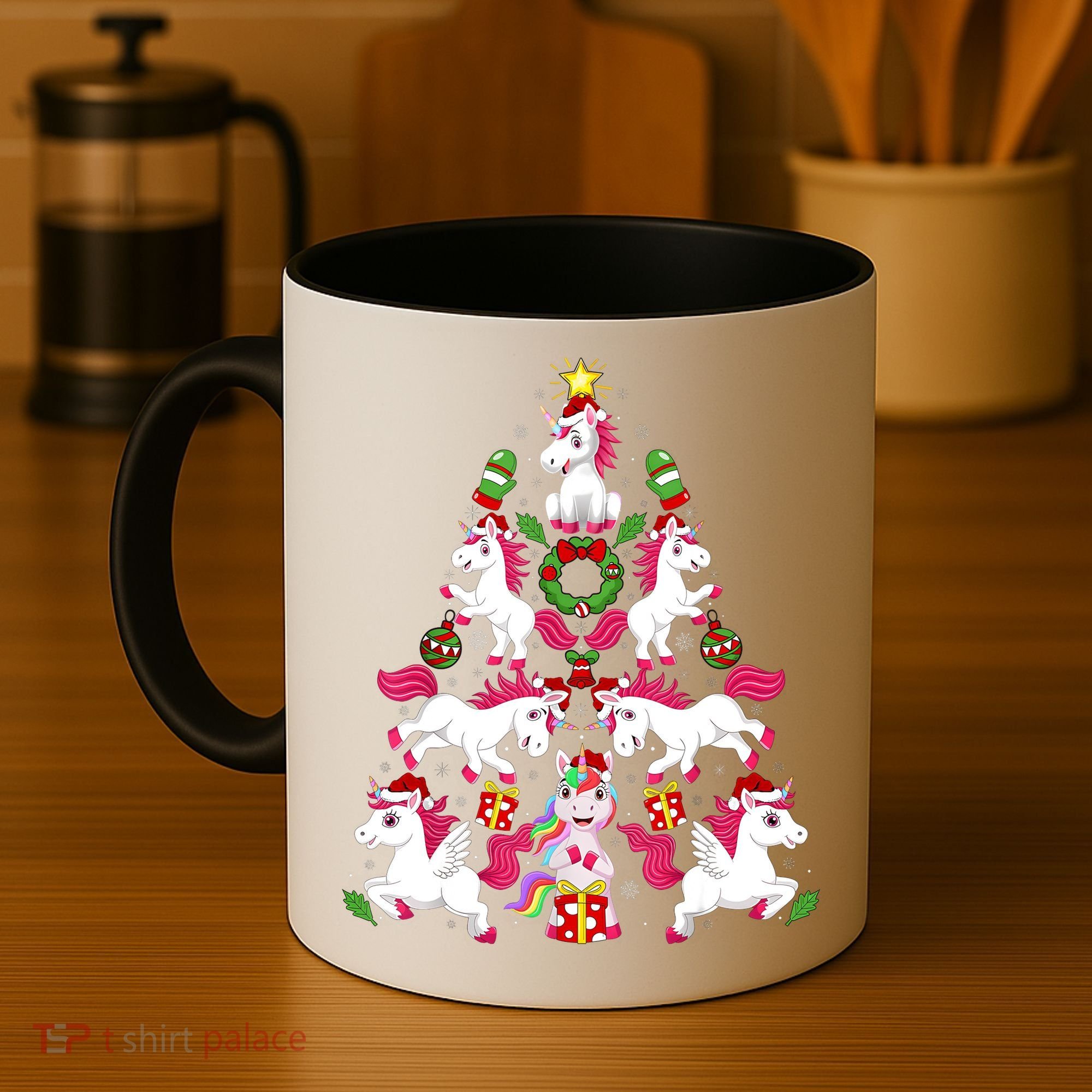 Unicorn Xmas Lighting Tree Unicorn Christmas Coffee Mug