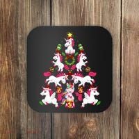 Unicorn Xmas Lighting Tree Unicorn Christmas Coaster thumb 0