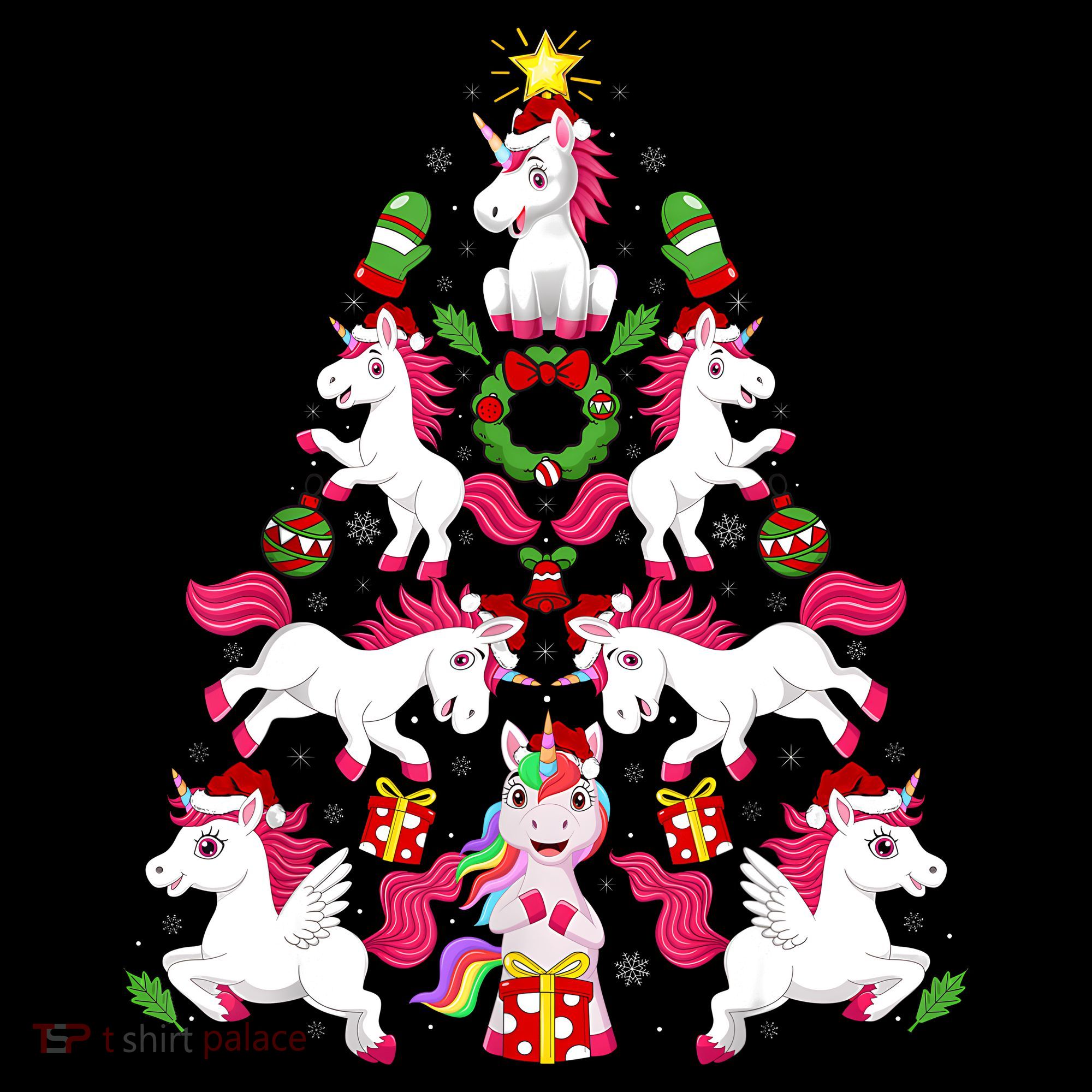 Unicorn Xmas Lighting Tree Unicorn Christmas Women's Hoodie