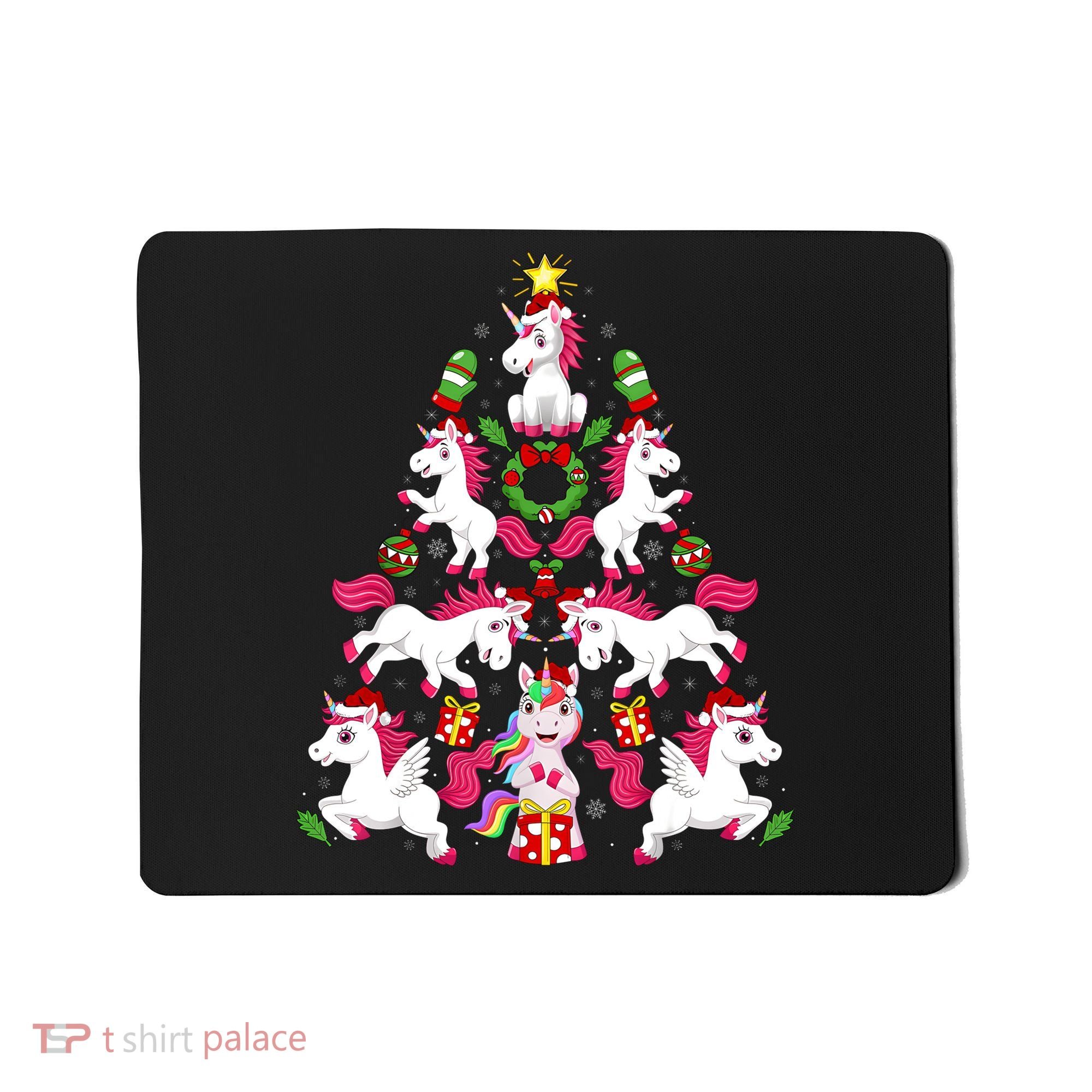 Unicorn Xmas Lighting Tree Unicorn Christmas Mousepad