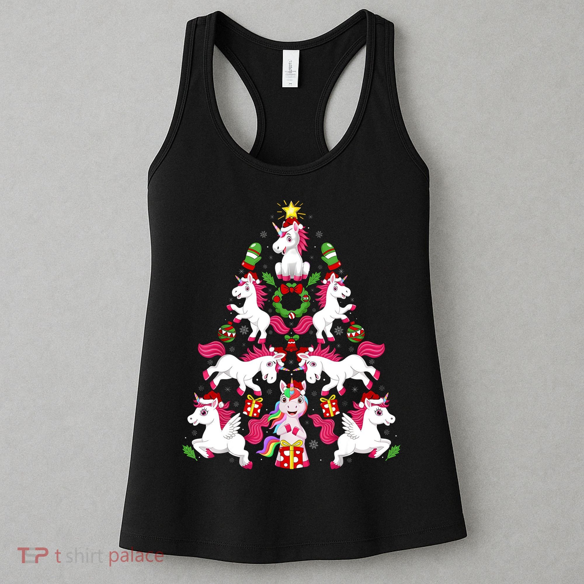 Unicorn Xmas Lighting Tree Unicorn Christmas Women's Tank Top