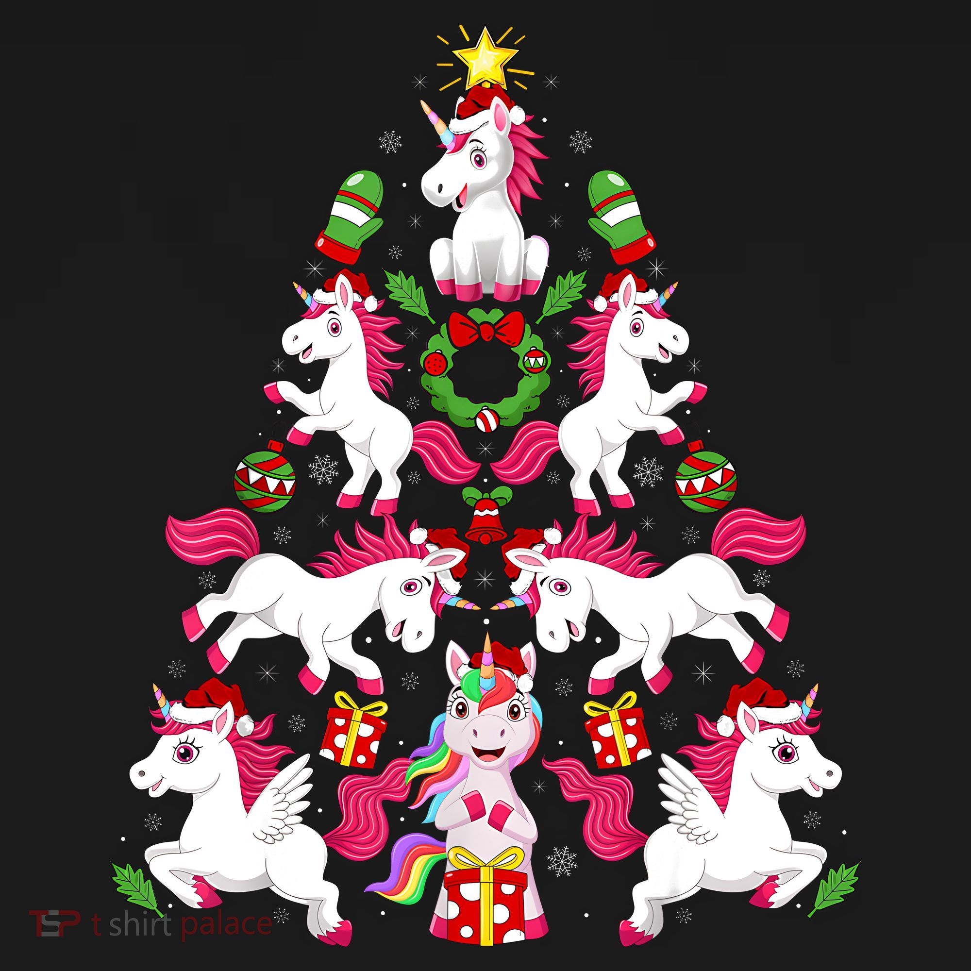 Unicorn Xmas Lighting Tree Unicorn Christmas Women's Tank Top