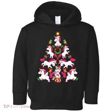 Unicorn Xmas Lighting Tree Unicorn Christmas Toddler Hoodie