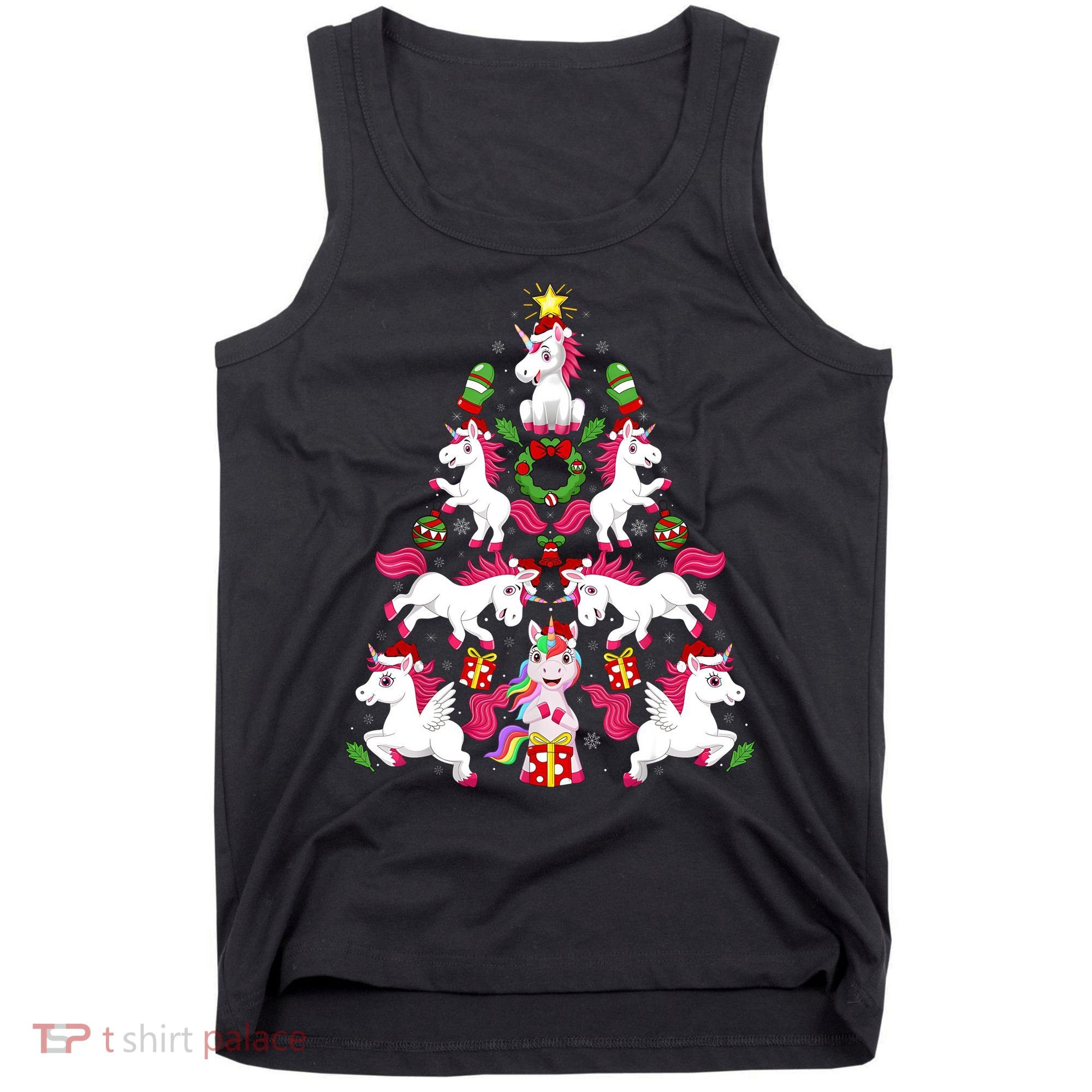 Unicorn Xmas Lighting Tree Unicorn Christmas Tank Top