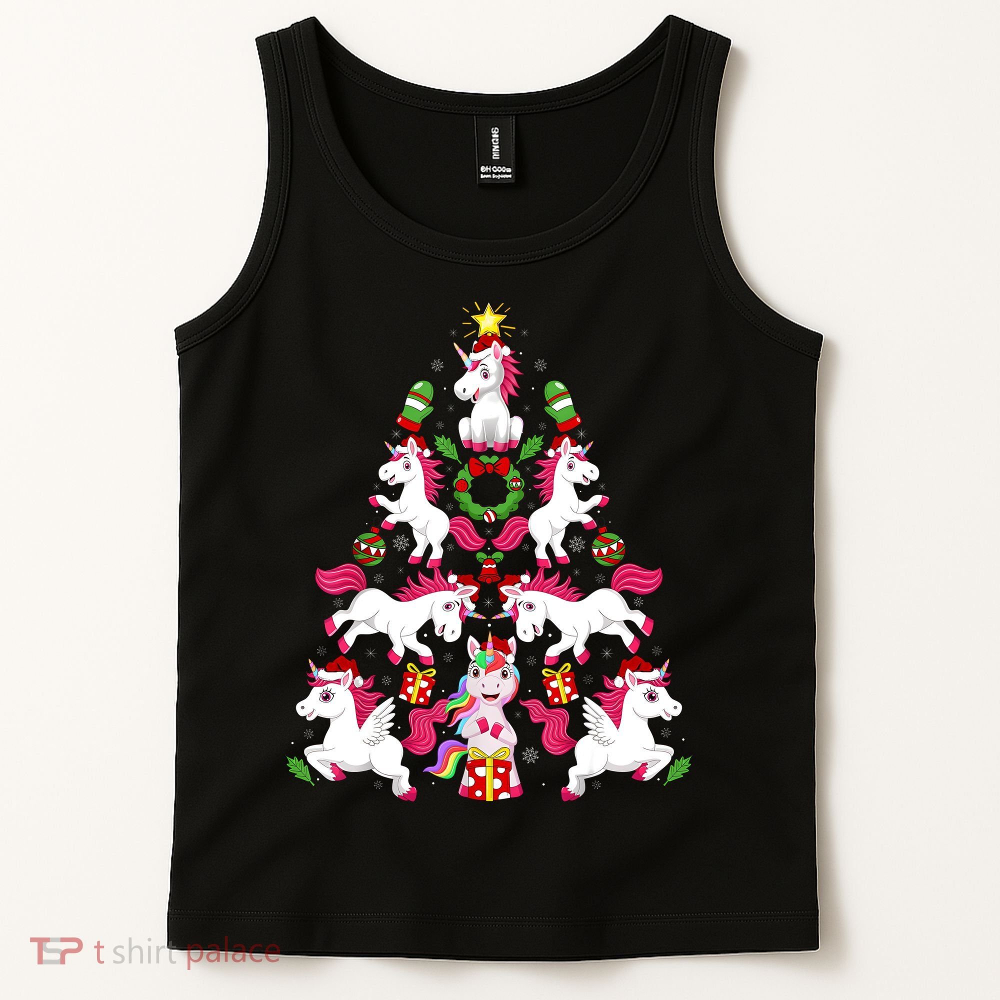Unicorn Xmas Lighting Tree Unicorn Christmas Tank Top
