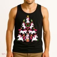 Unicorn Xmas Lighting Tree Unicorn Christmas Tank Top thumb 3