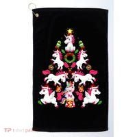 Unicorn Xmas Lighting Tree Unicorn Christmas Golf Towel thumb 0