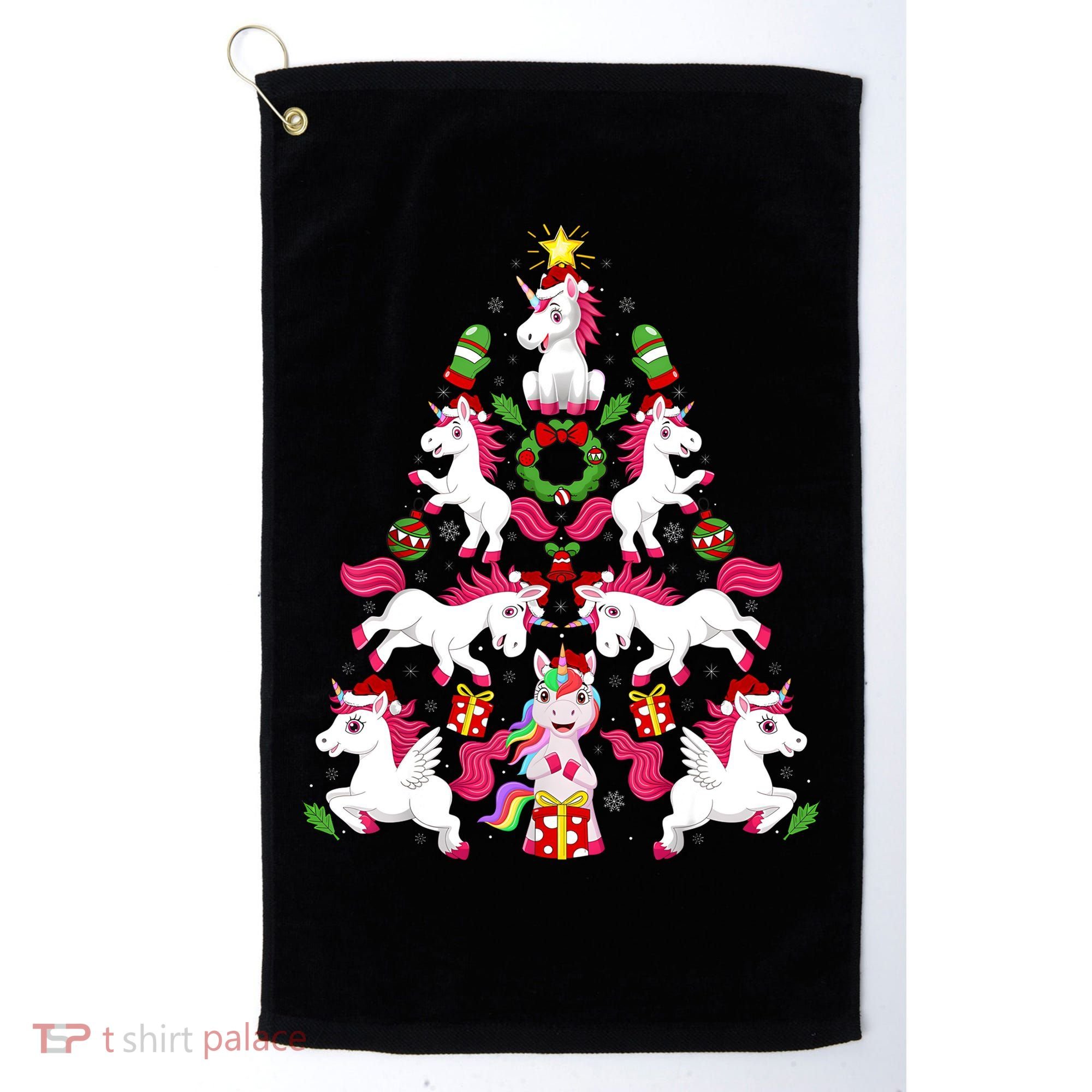 Unicorn Xmas Lighting Tree Unicorn Christmas Golf Towel