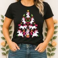 Unicorn Xmas Lighting Tree Unicorn Christmas Women's T-Shirt thumb 2
