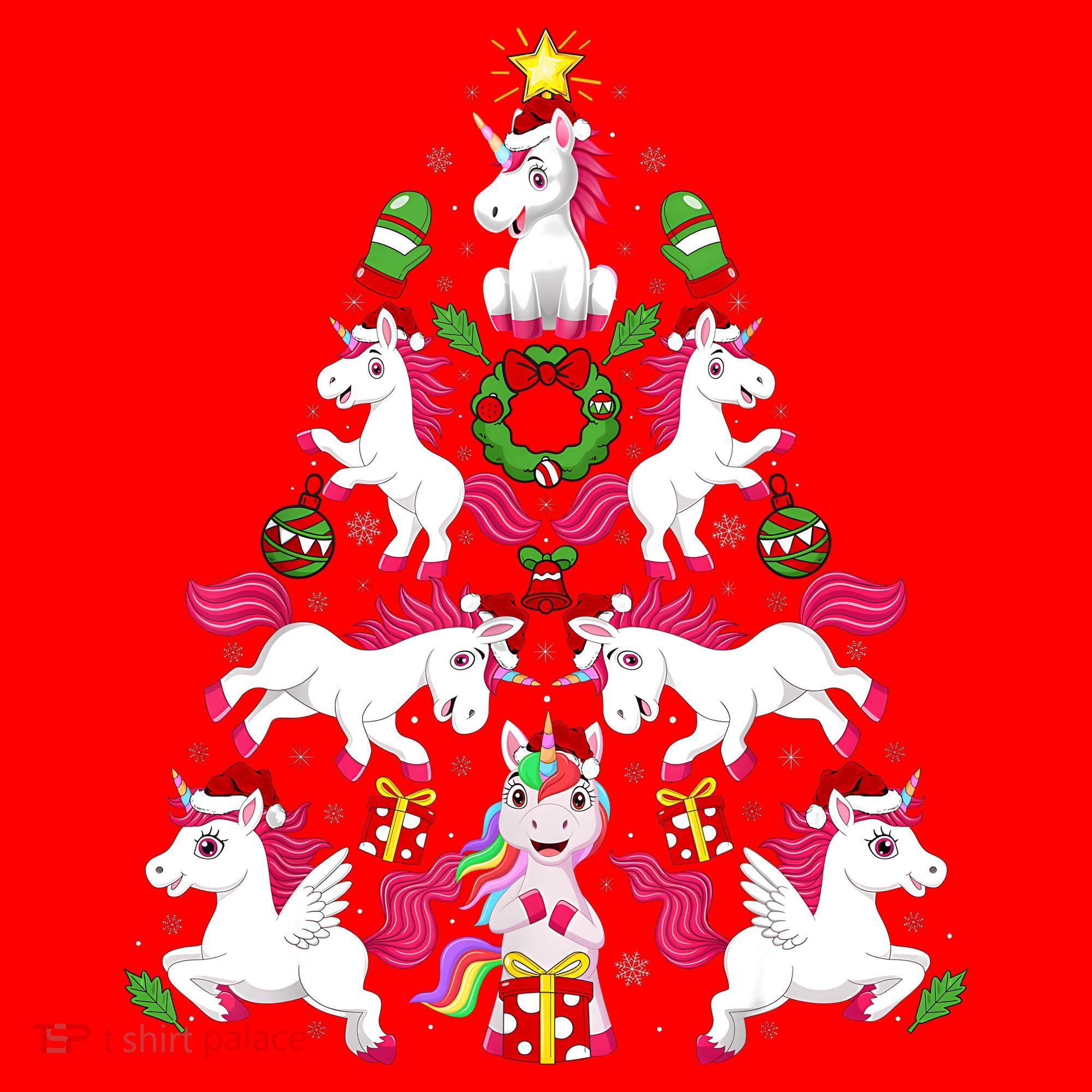 Unicorn Xmas Lighting Tree Unicorn Christmas Santa Hat
