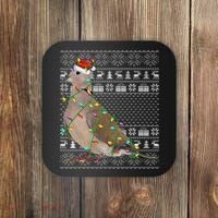 Ugly Xmas Lighting Santa Hat Mourning Dove Bird Christmas Coaster thumb 0