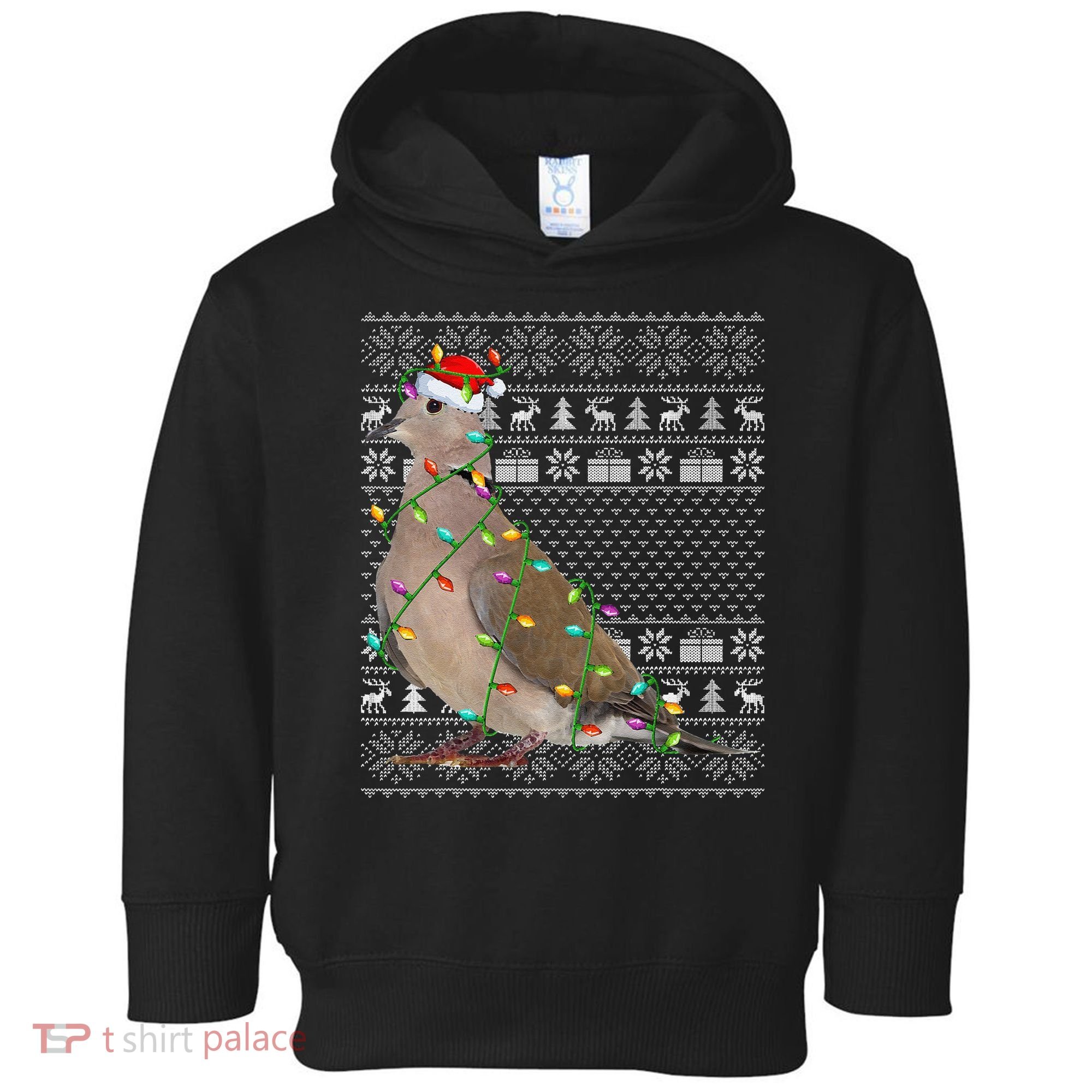 Ugly Xmas Lighting Santa Hat Mourning Dove Bird Christmas Toddler Hoodie
