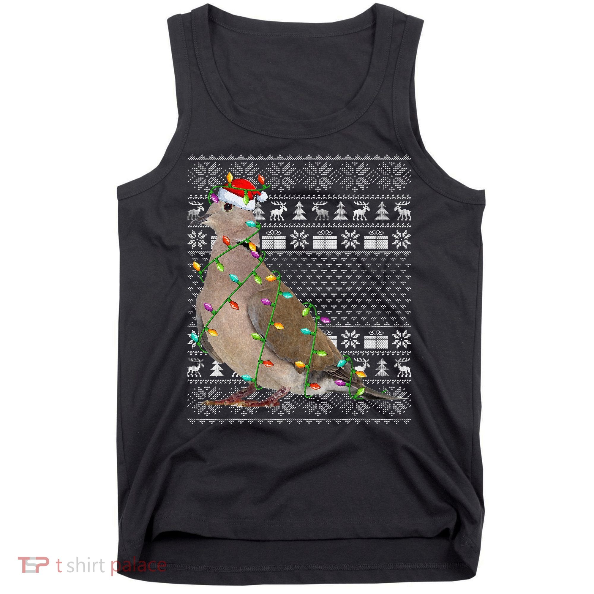 Ugly Xmas Lighting Santa Hat Mourning Dove Bird Christmas Tank Top