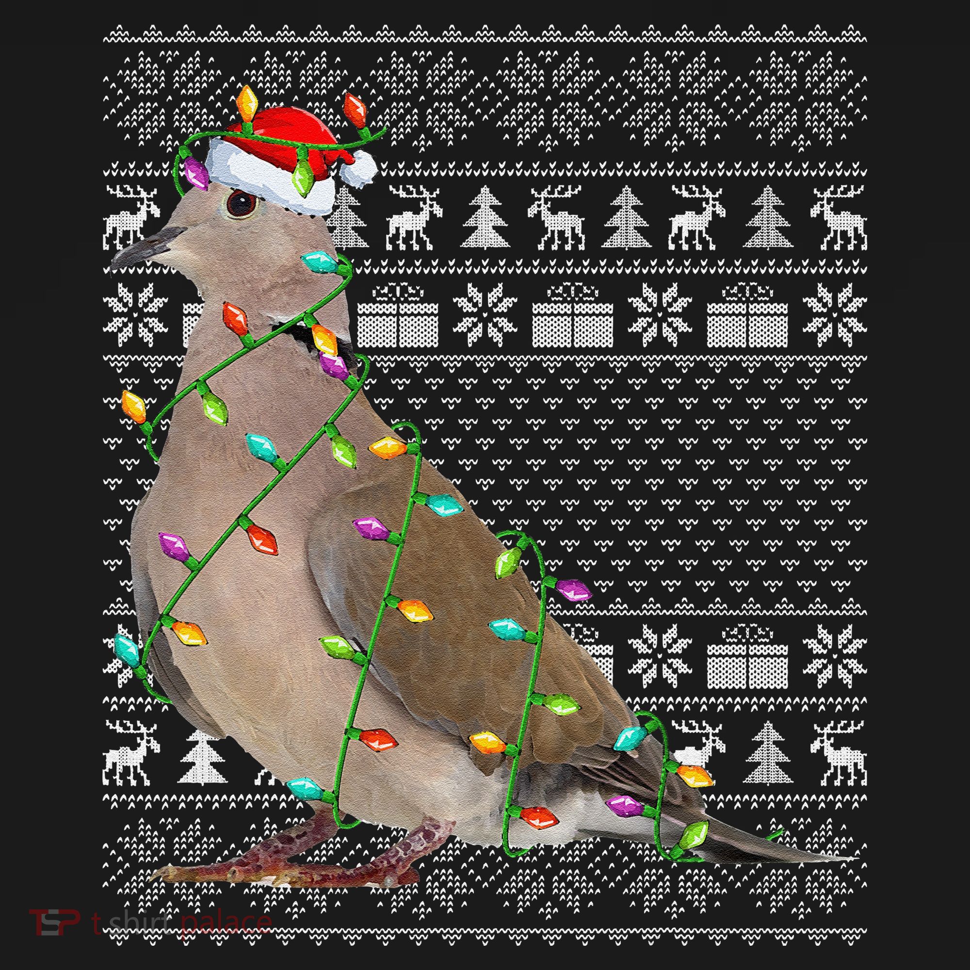 Ugly Xmas Lighting Santa Hat Mourning Dove Bird Christmas Visor
