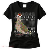 Ugly Xmas Lighting Santa Hat Mourning Dove Bird Christmas Women's T-Shirt thumb 0