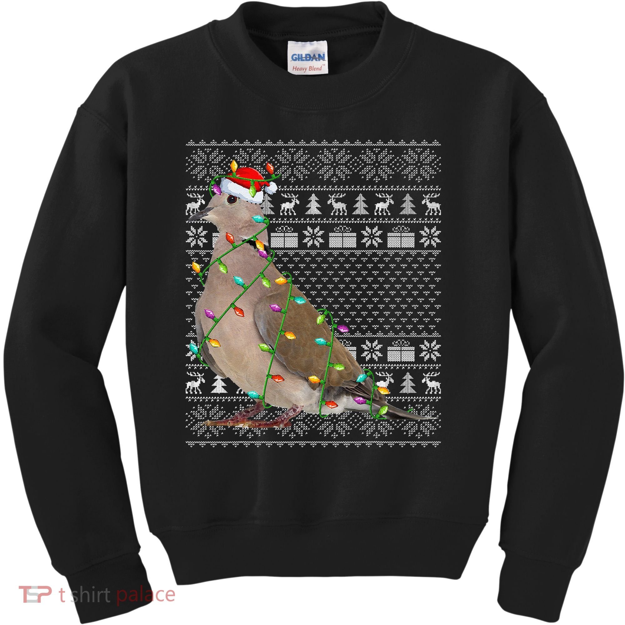 Ugly Xmas Lighting Santa Hat Mourning Dove Bird Christmas Kids Sweatshirt