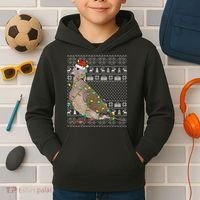 Ugly Xmas Lighting Santa Hat Mourning Dove Bird Christmas Kids Hoodie thumb 2