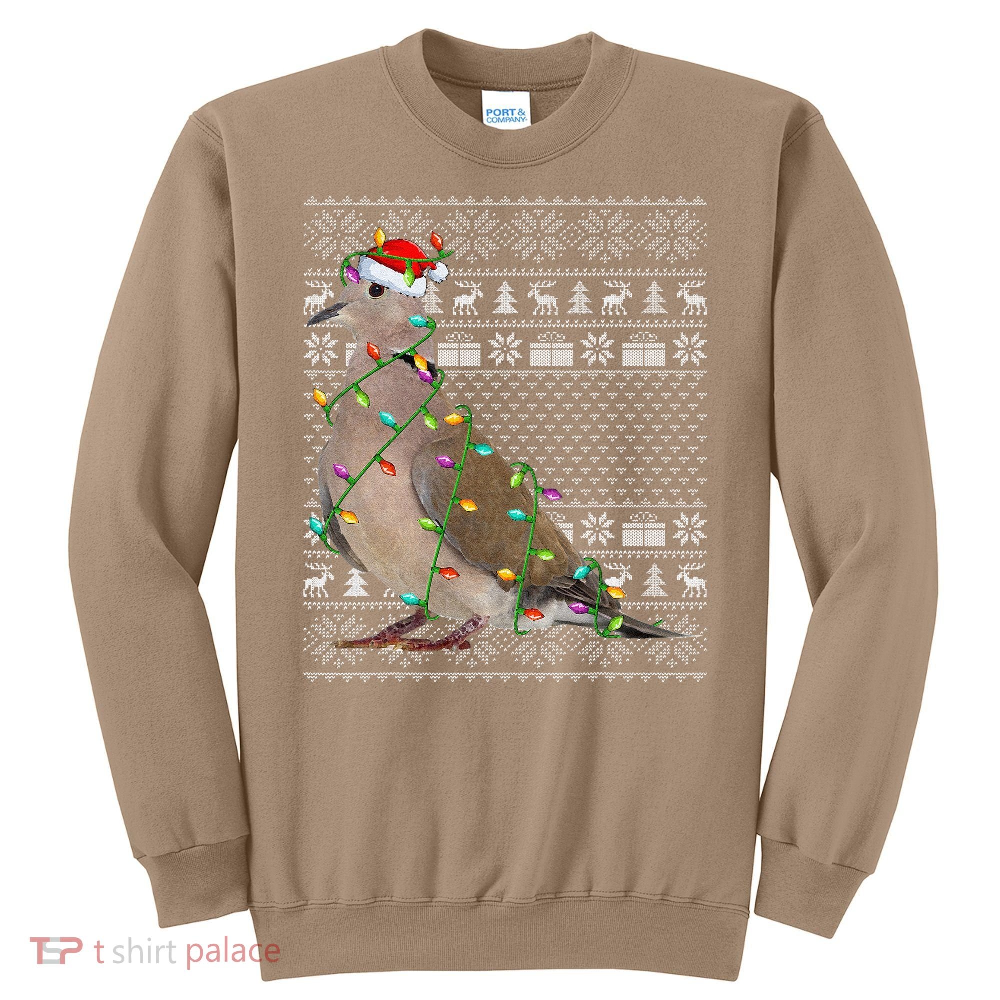 Ugly Xmas Lighting Santa Hat Mourning Dove Bird Christmas Sweatshirt