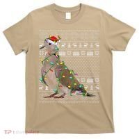 Ugly Xmas Lighting Santa Hat Mourning Dove Bird Christmas T-Shirt thumb 0