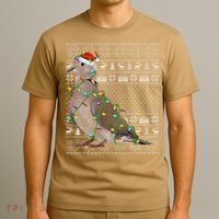 Ugly Xmas Lighting Santa Hat Mourning Dove Bird Christmas T-Shirt thumb 3