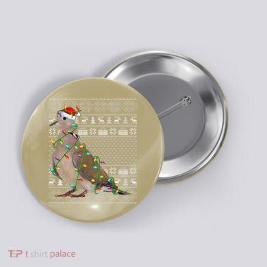 Ugly Xmas Lighting Santa Hat Mourning Dove Bird Christmas Button